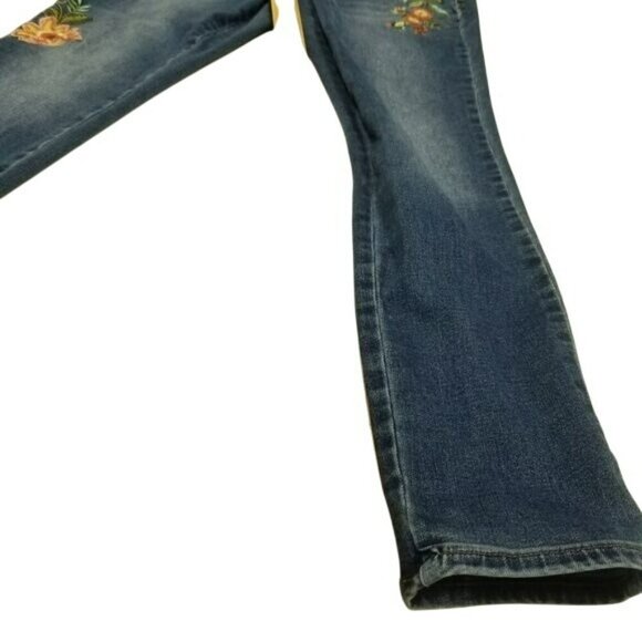 Old Navy Rockstar Mid-Rise Embroidered Floral Skinny Jeans Womens 6 Blue Denim - Picture 12 of 16